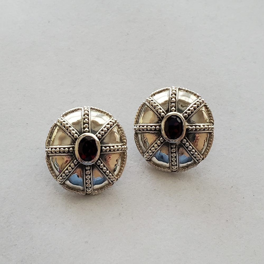 Sterling Silver Garnet Earrings Vintage